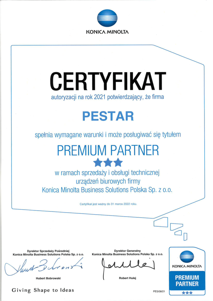 Premium Partner Konica Minolta Cyfryzacjafirm.pl Pestar